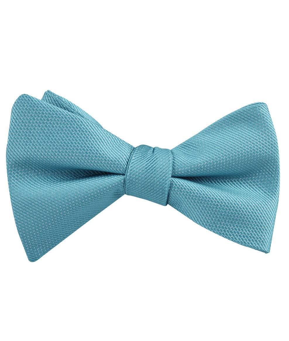 Aqua Blue Malibu Weave Self Bow Tie