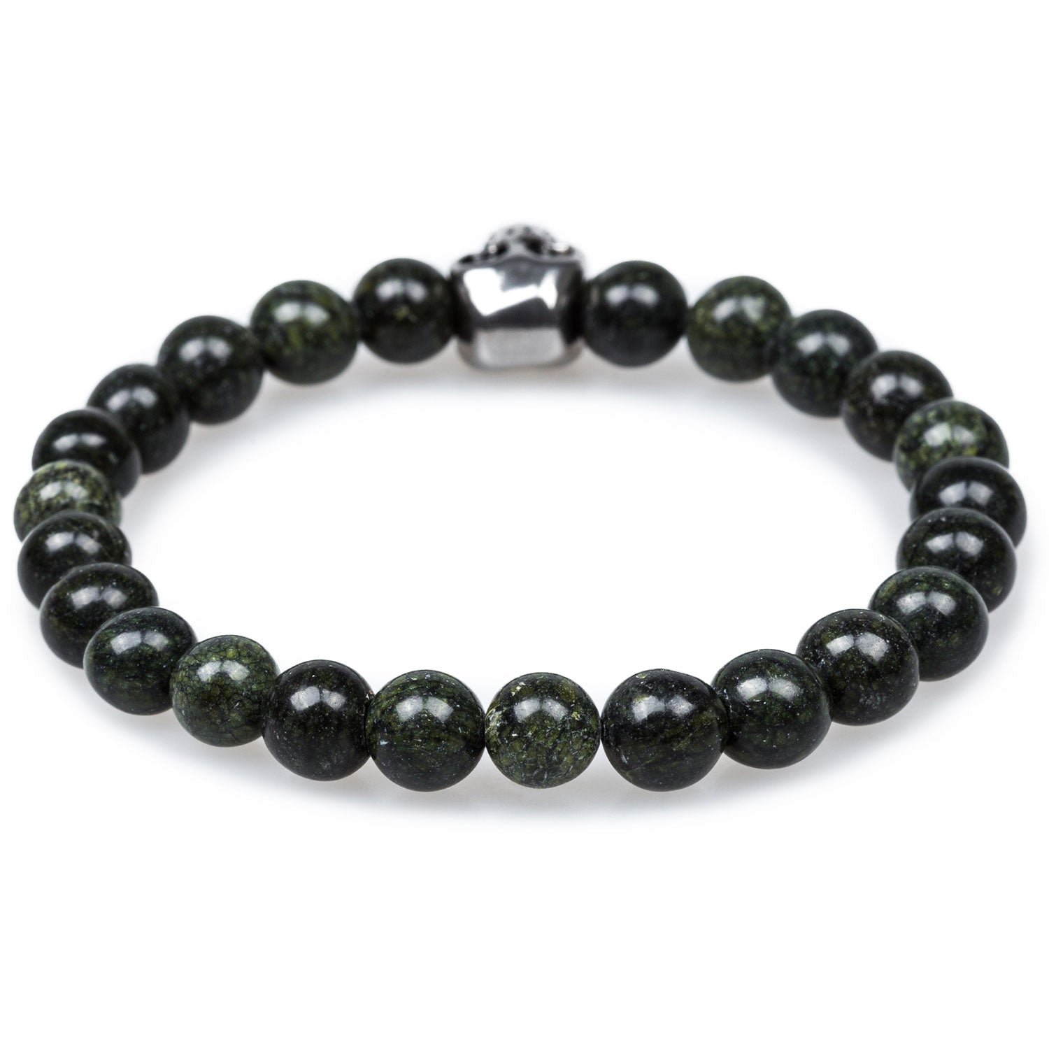 Rope's End Green Phantom Quartz Skull Bracelet