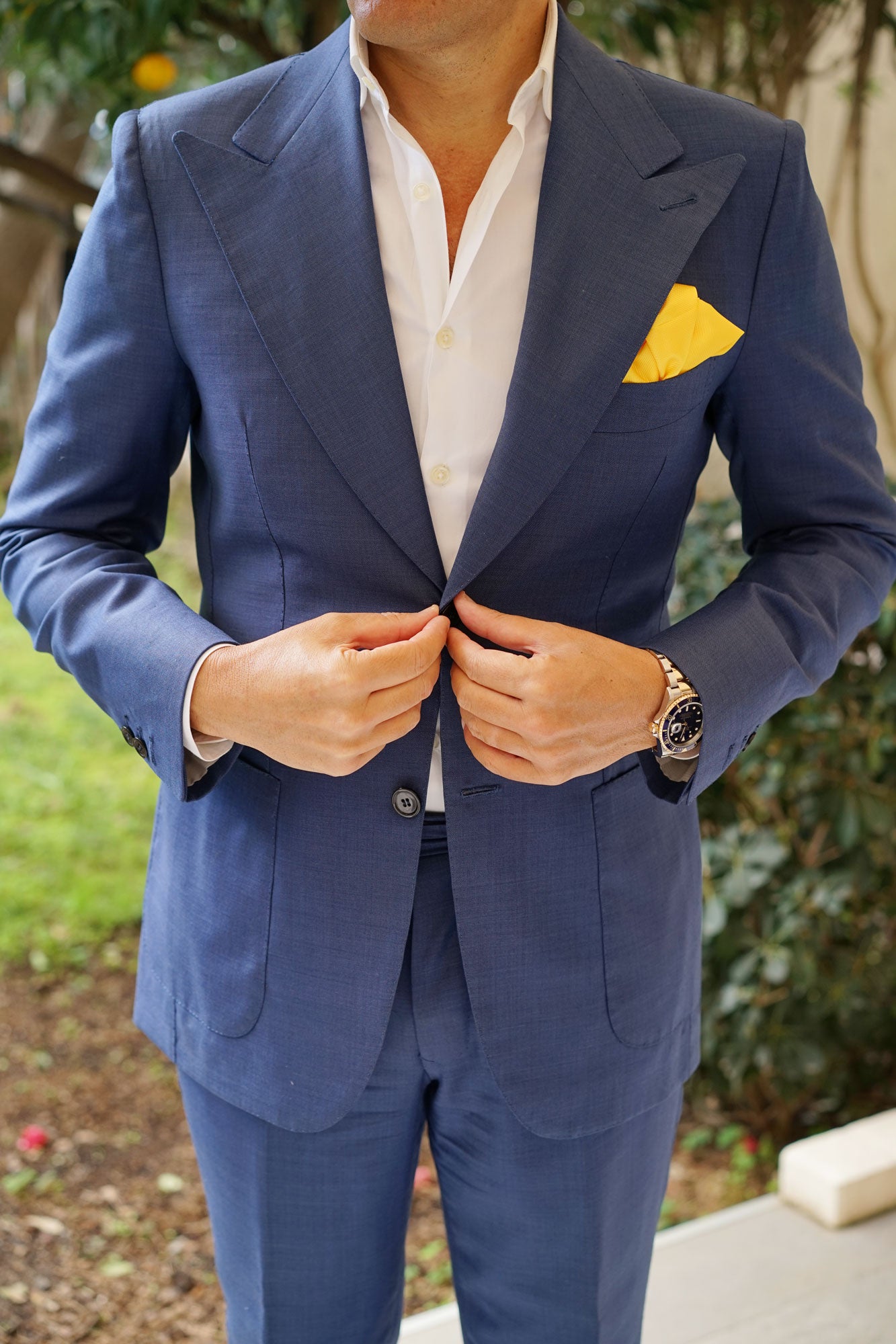 Daffodil Tuscan Sun Yellow Weave Pocket Square