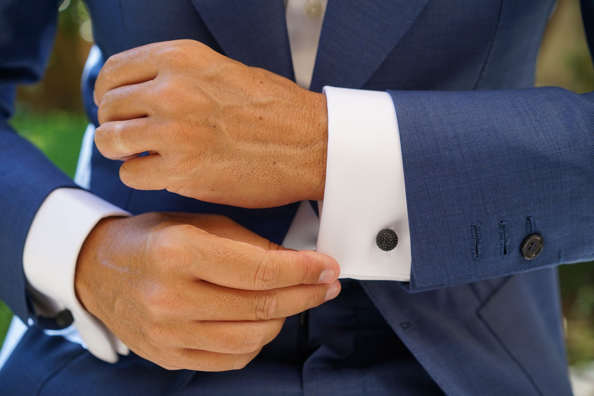 Studded Black Ball Cufflinks