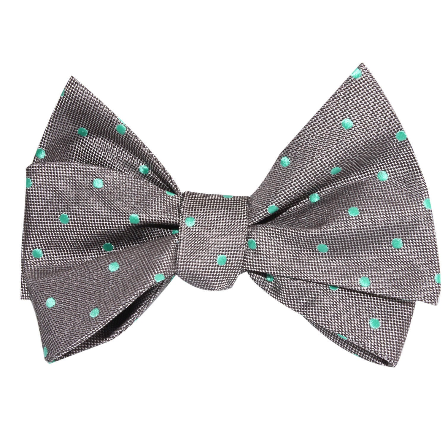 Grey with Mint Green Polka Dots Self Tie Bow Tie