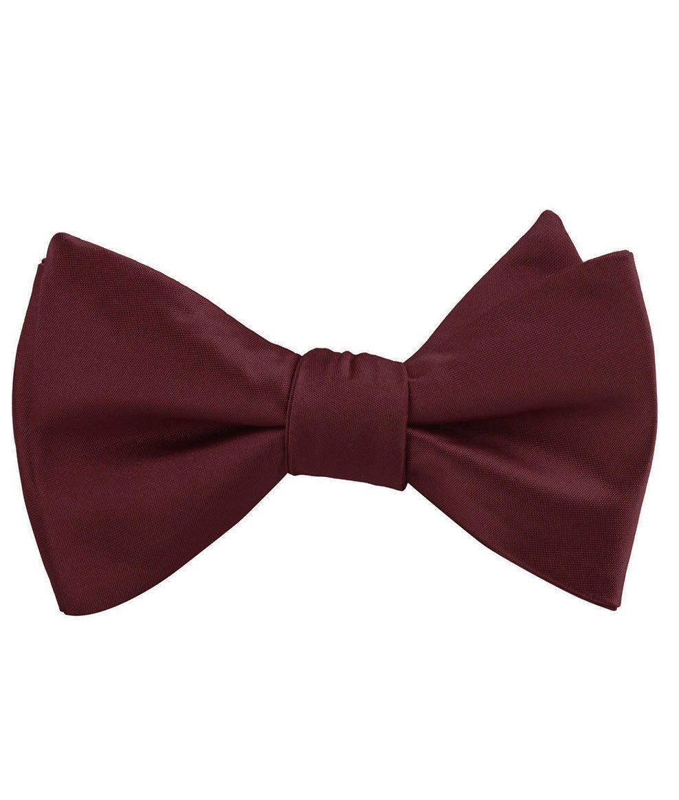 Dark Merlot Wine Satin Self Bow Tie