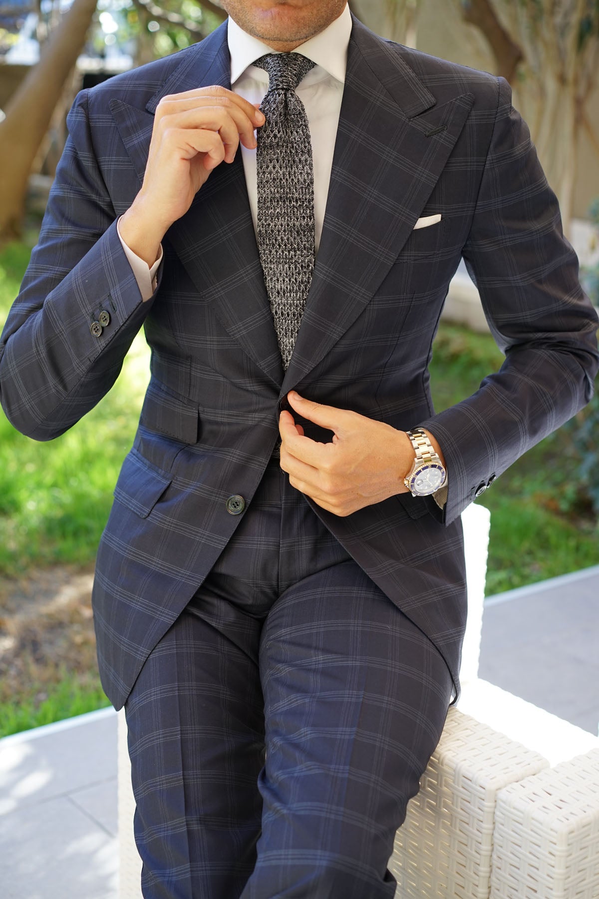 The Brando Black Tweed Knitted Tie