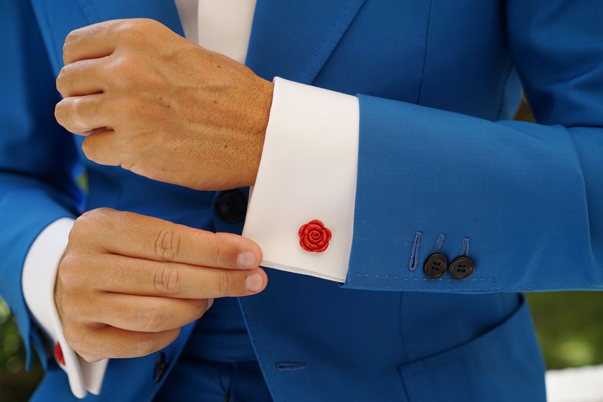 Red Rose Metal Cufflinks