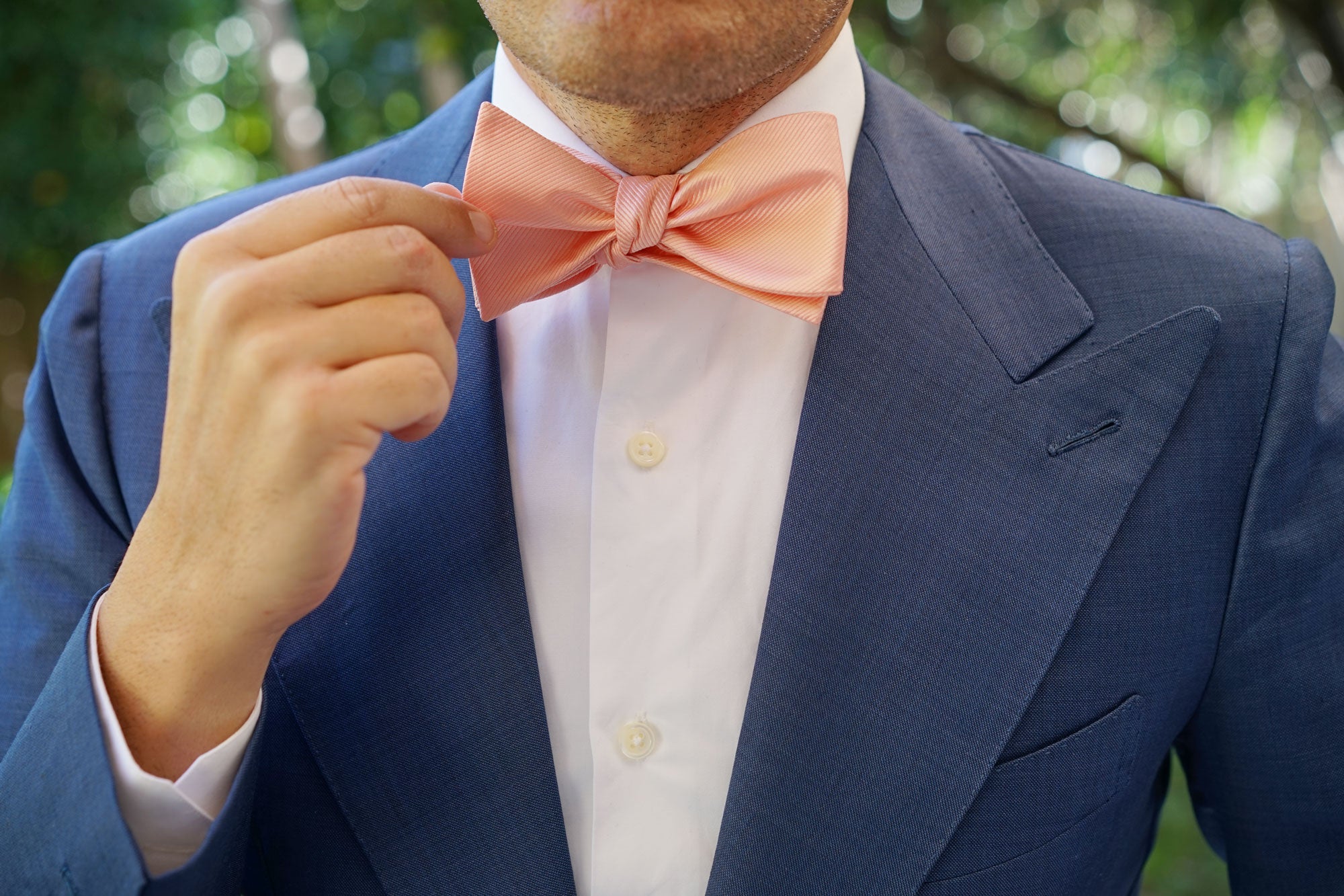 Salmon Frosty Pink Twill Self Bow Tie