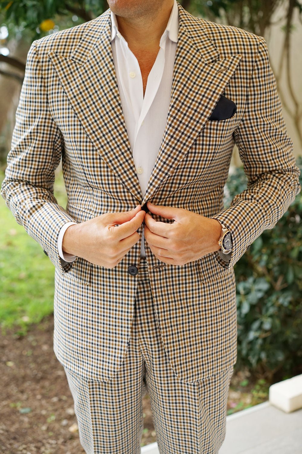 Navy Blue Oxford Stitch Pocket Square