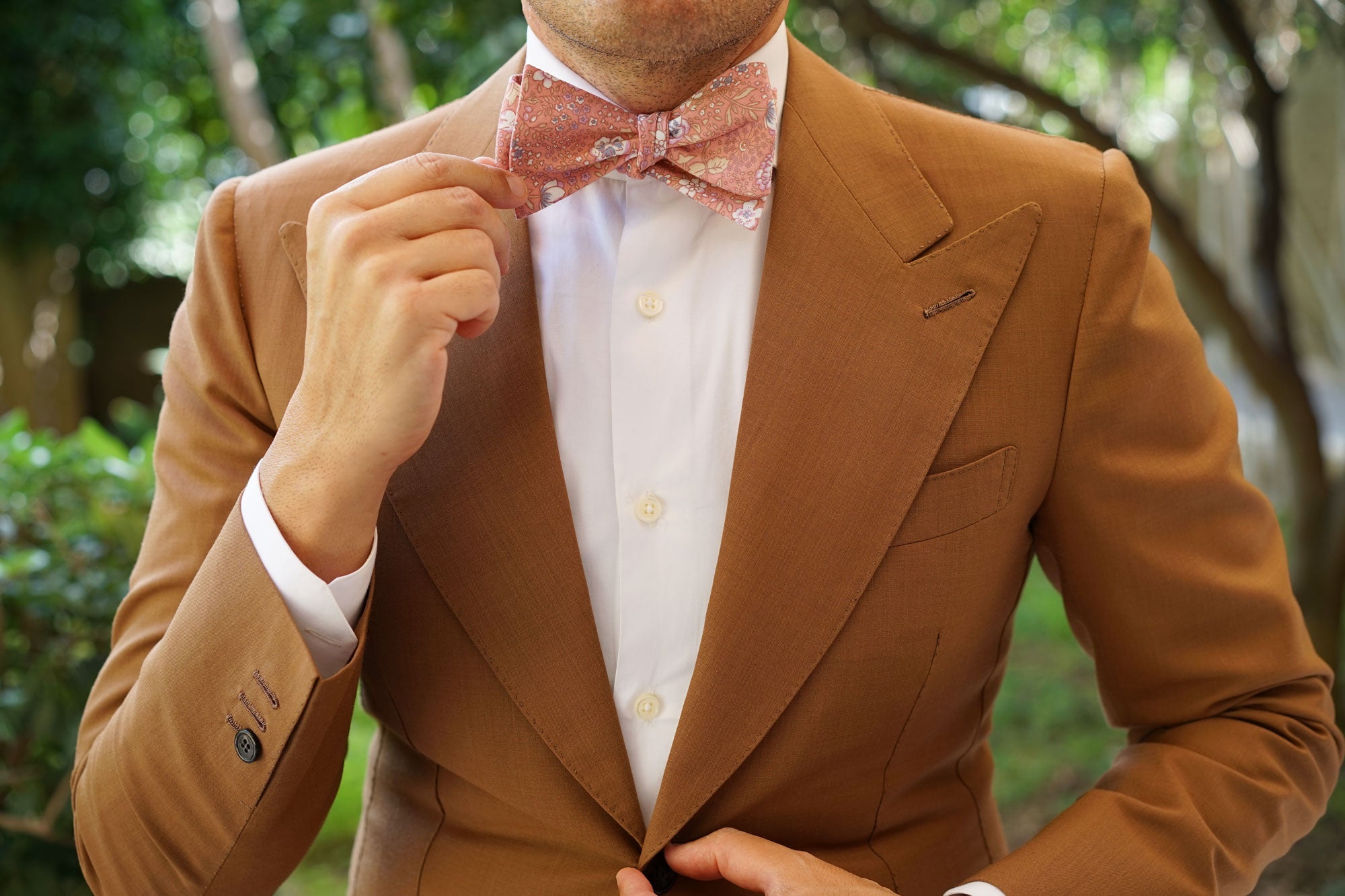 Sunset Pink Floral Self Bow Tie