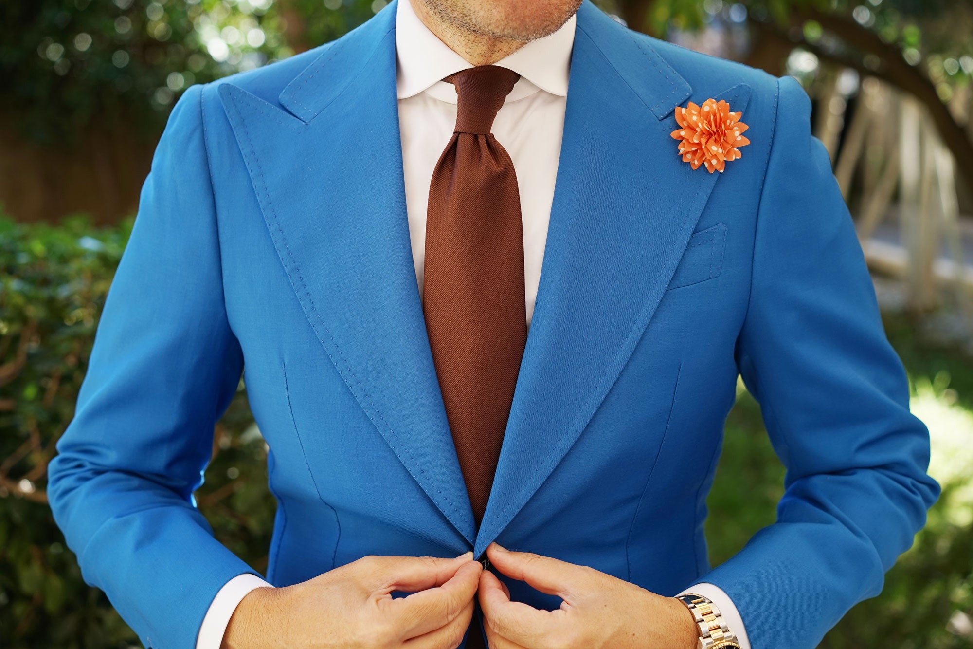 Orange Polka Dot Lapel Flower