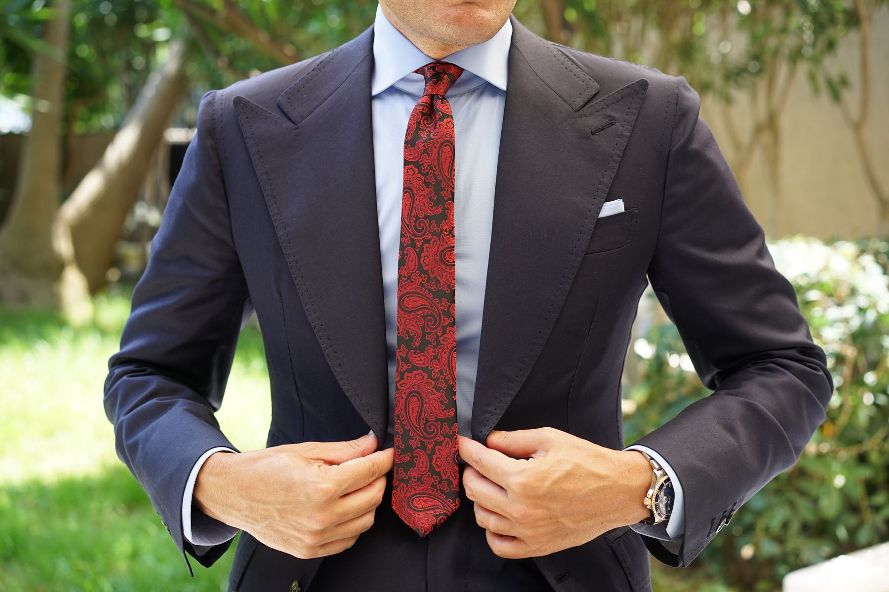 Paisley Red and Black Skinny Tie