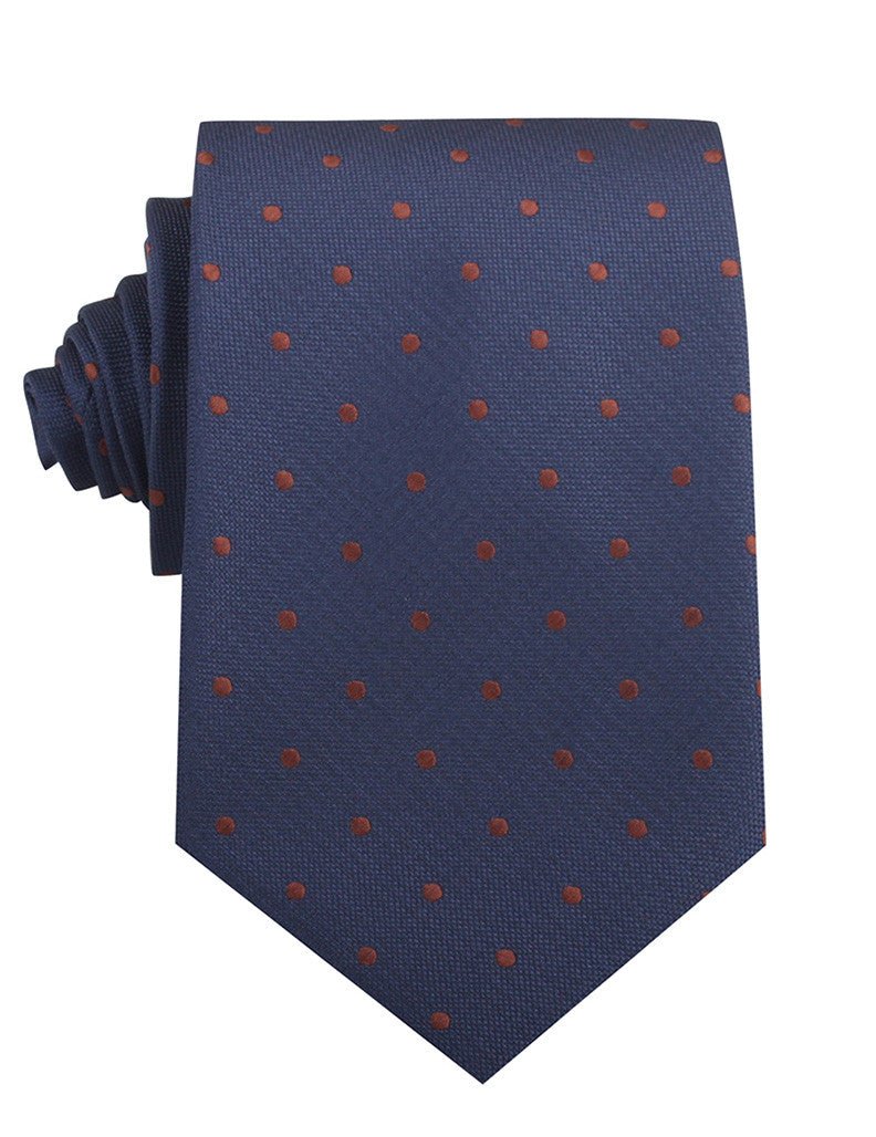 Navy Blue with Brown Polka Dots Necktie