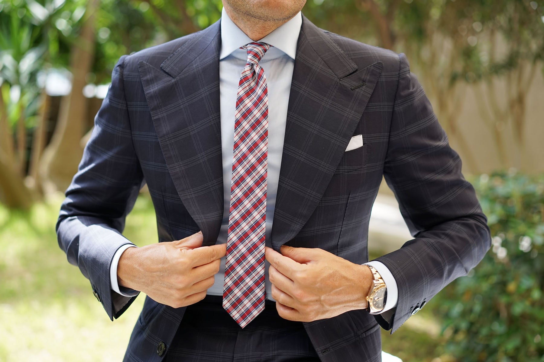 Tango Maroon with Blue Stripes Skinny Tie