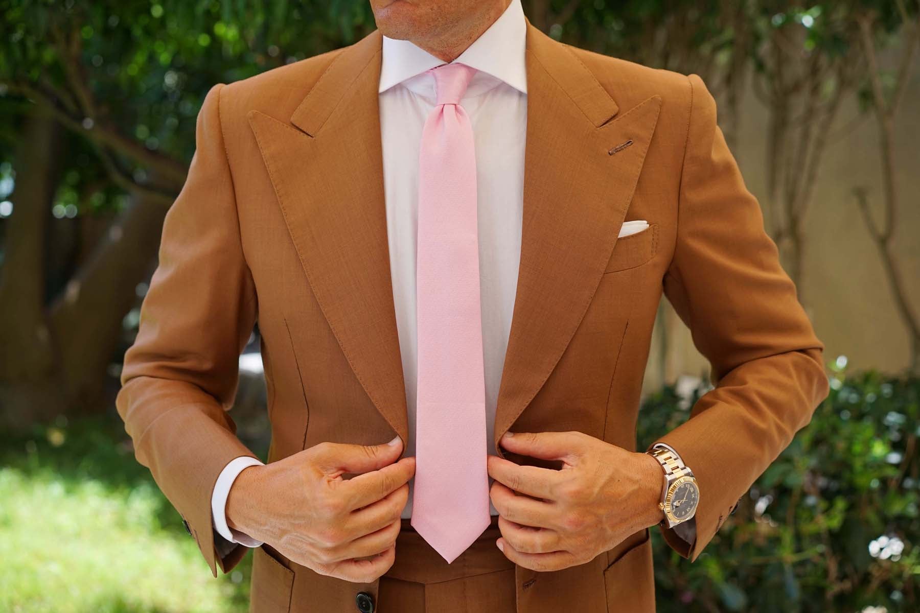 Tickled Pink Herringbone Chevron Skinny Tie