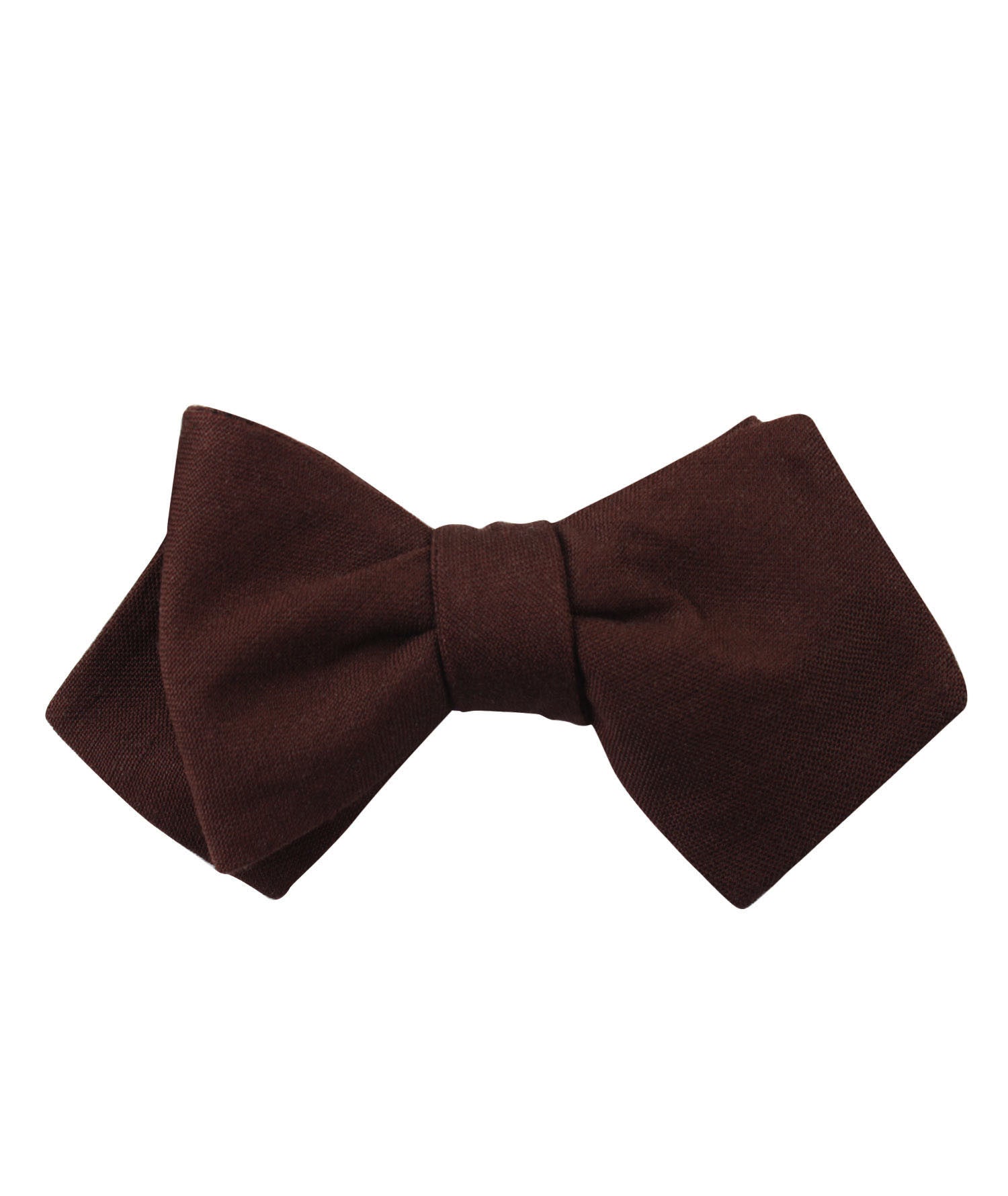 Walnut Brown Slub Linen Diamond Self Bow Tie