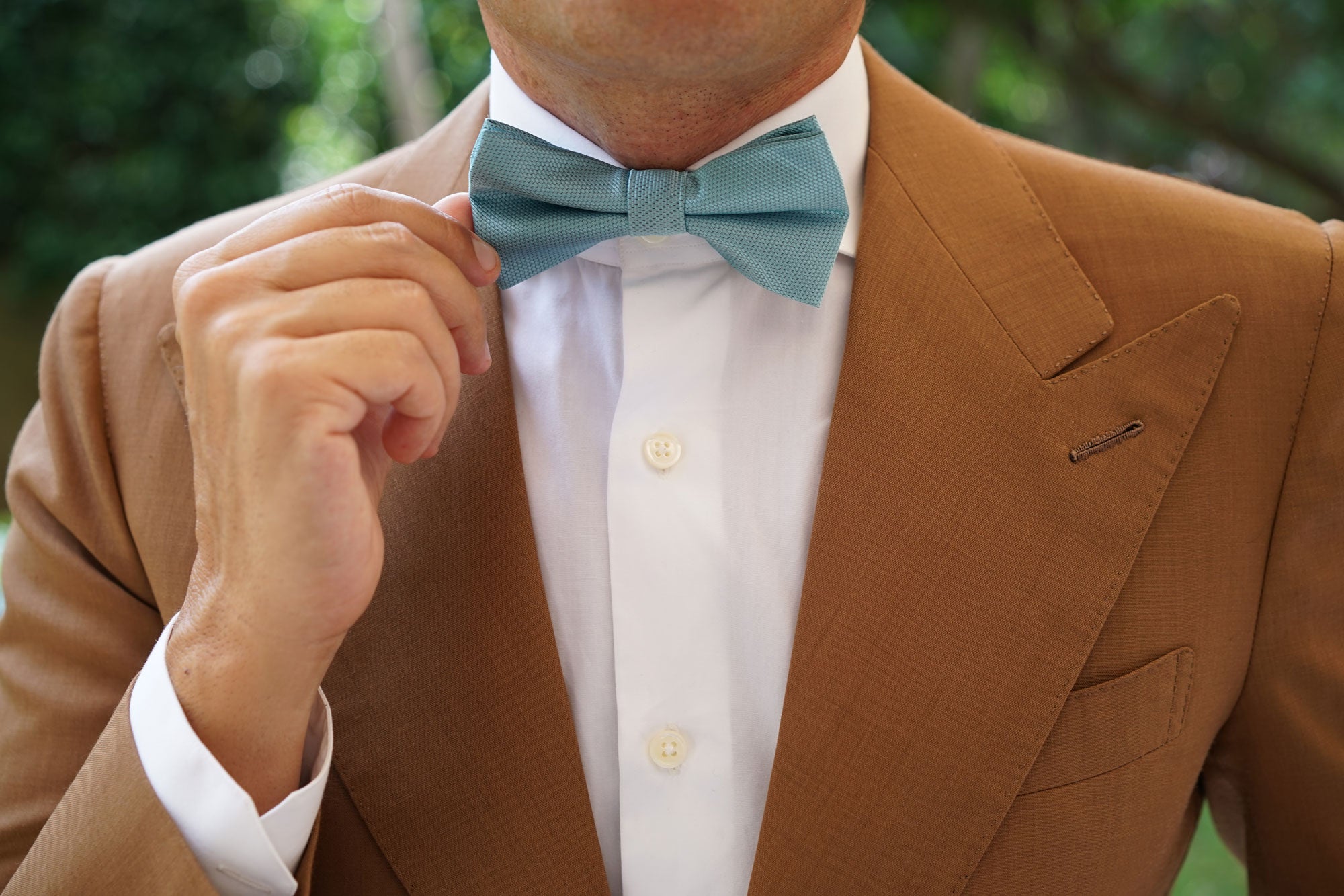 Turkish Teal Blue Weave Bow Tie