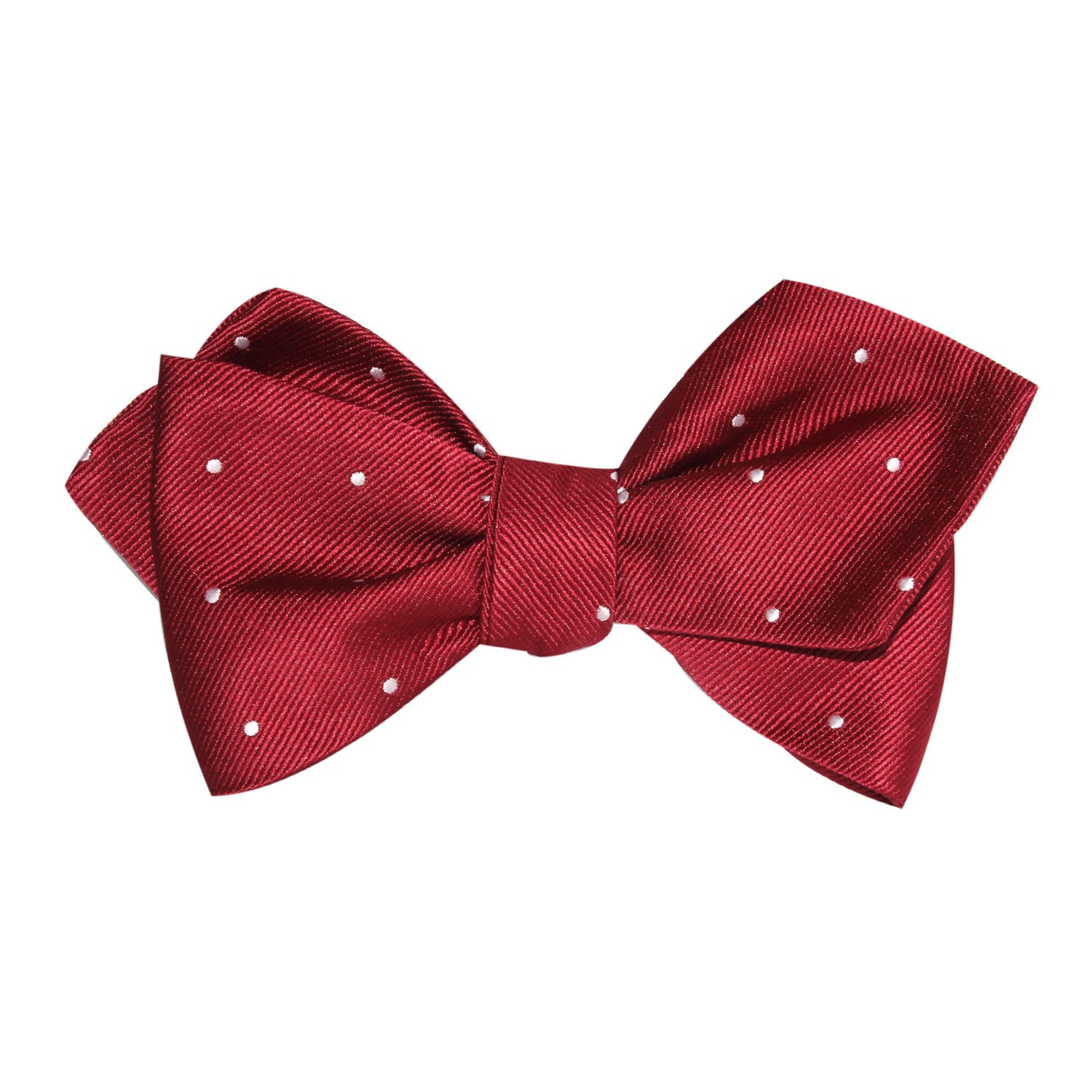 Maroon with White Polka Dots Self Tie Diamond Tip Bow Tie