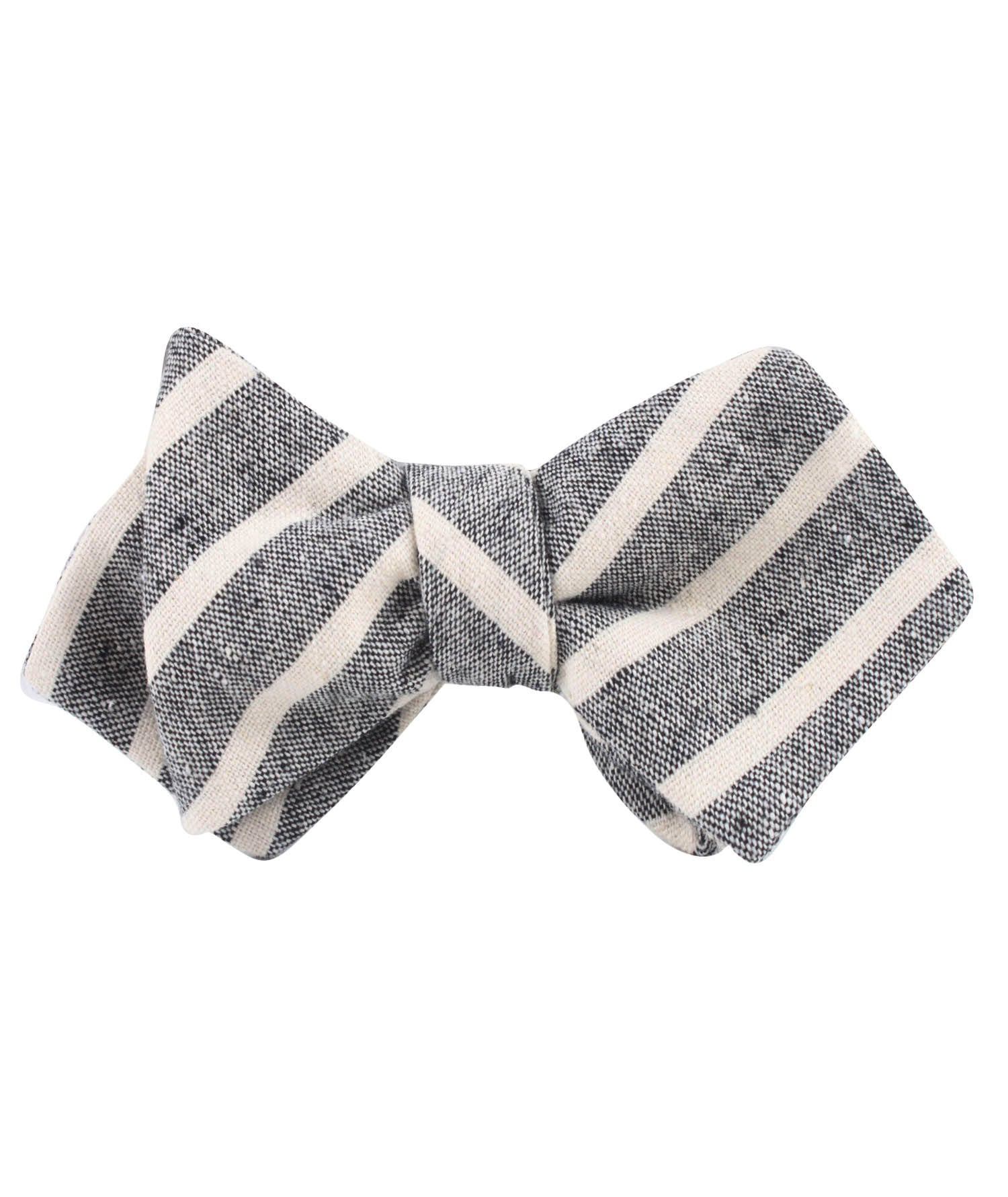 Adana Black Chalk Stripe Linen Diamond Self Bow Tie