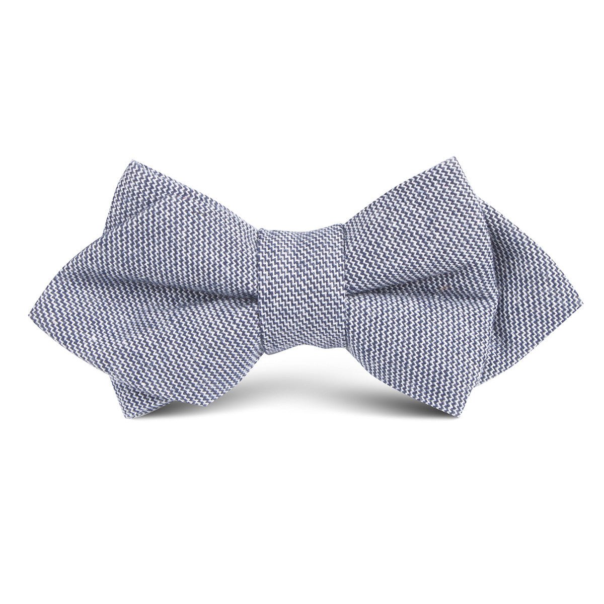 Navy Blue Zig Zag Linen Kids Diamond Bow Tie