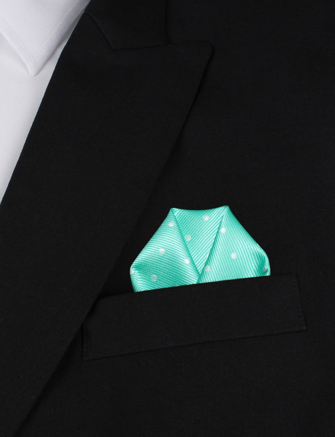 Seafoam Green with White Polka Dots Pocket Square