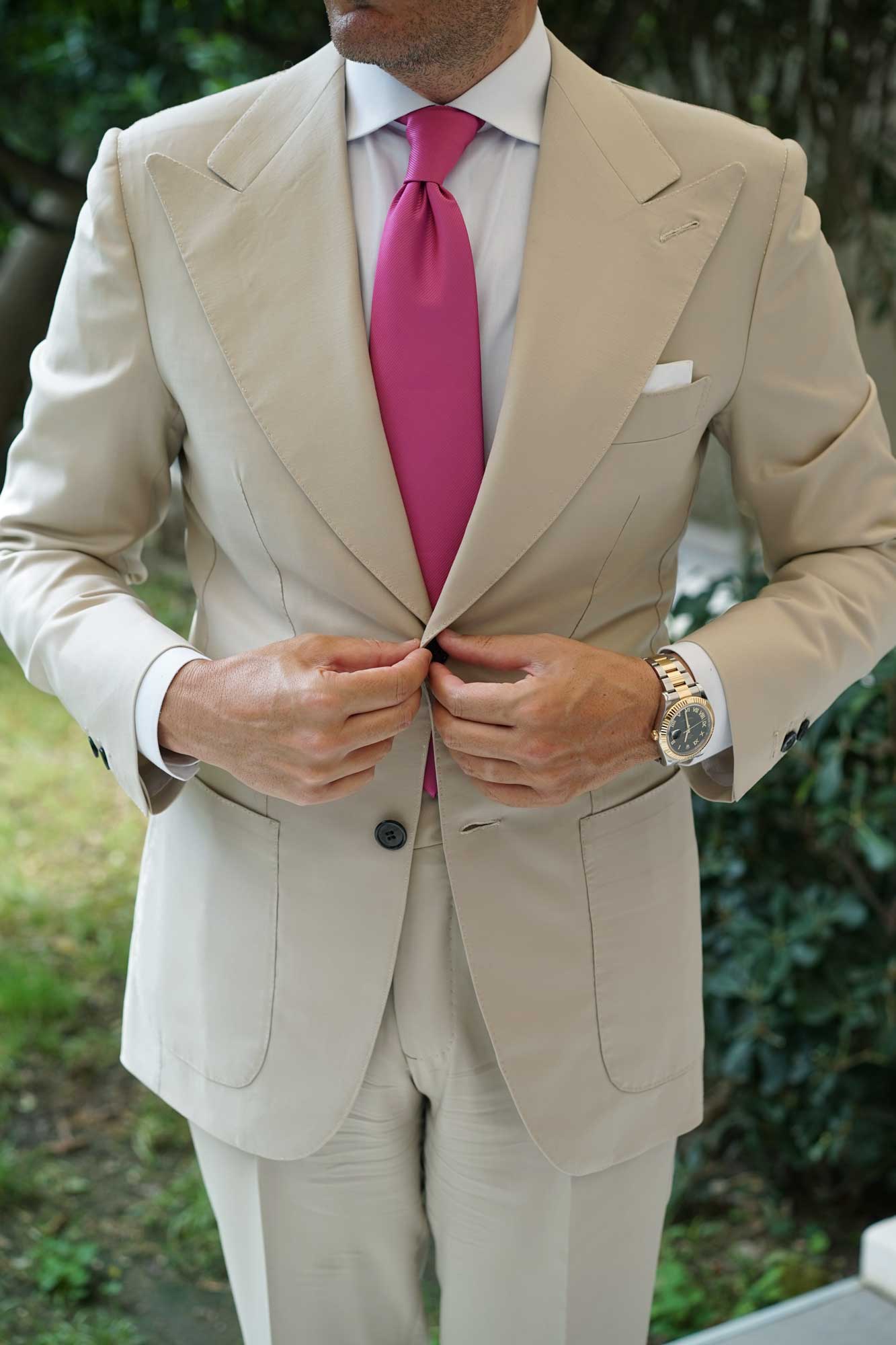 Fuchsia Pink Twill Necktie