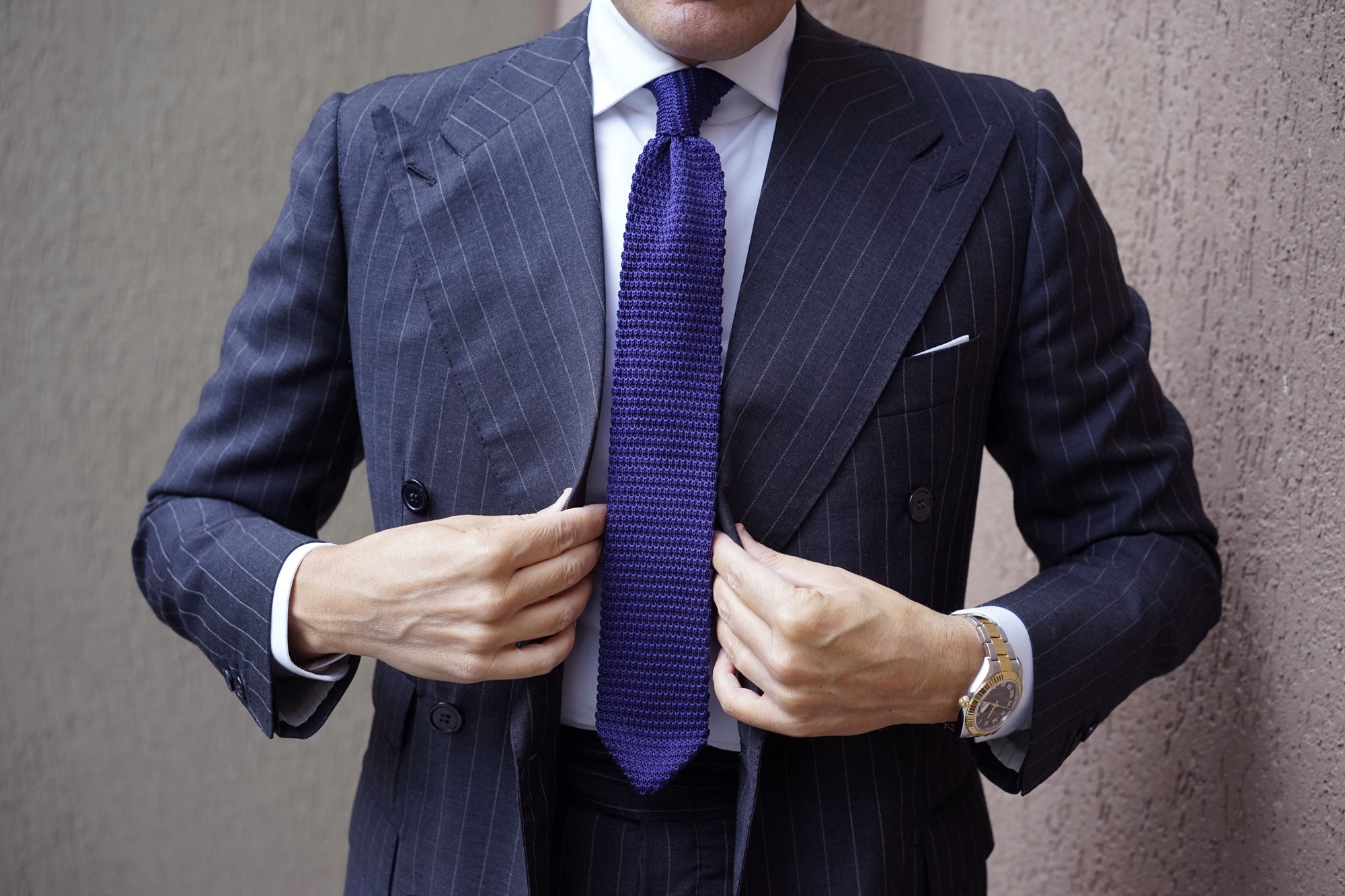 Dark Purple Pointed Knitted Tie