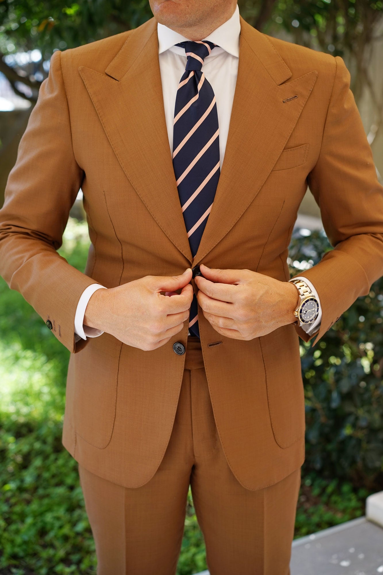 Navy Blue with Peach Stripes Necktie