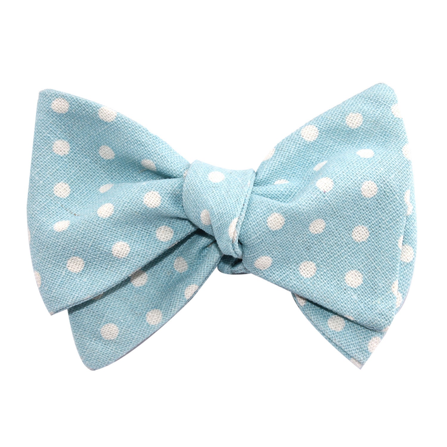 Light Blue Linen Polka Dot Self Tie Bow Tie