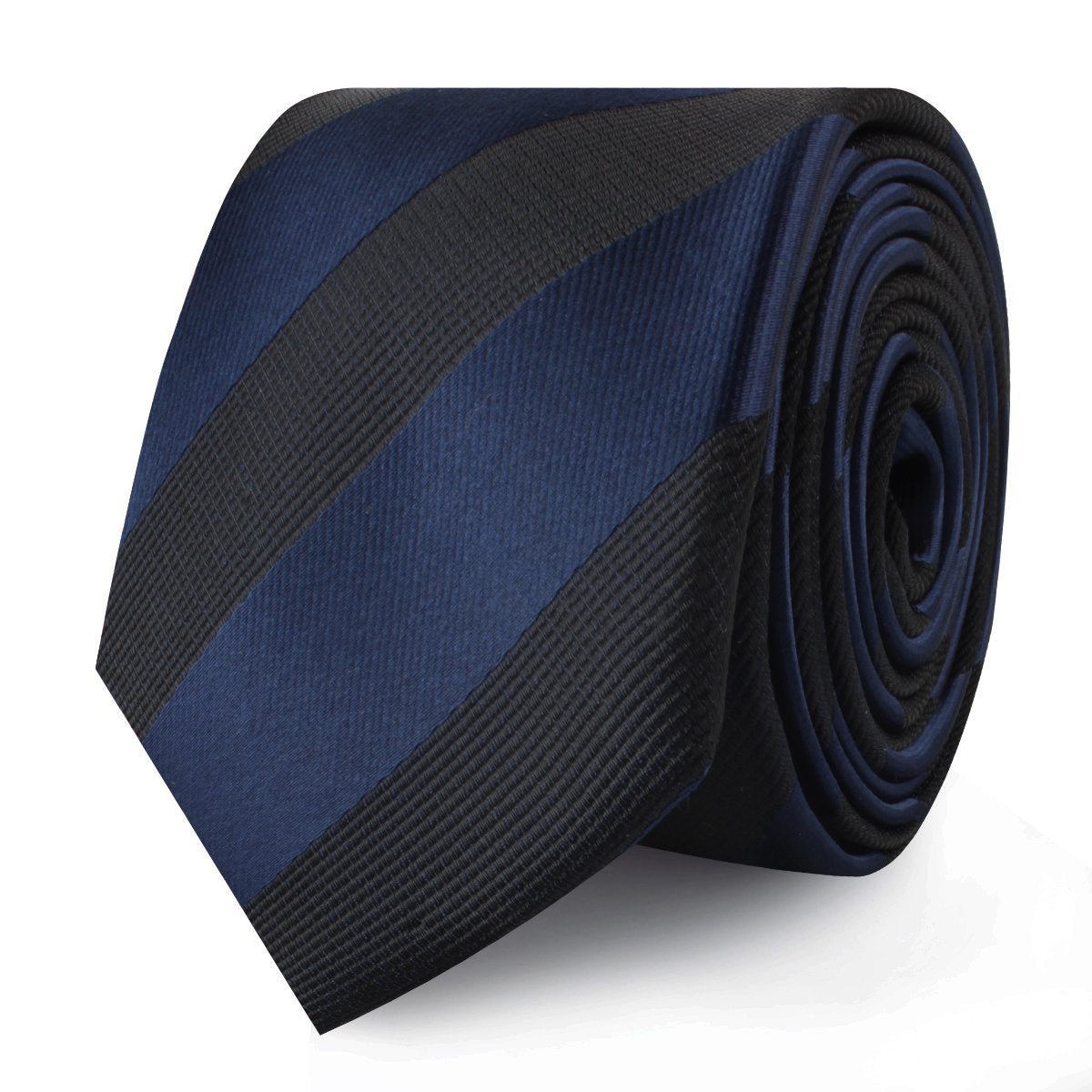 Indigo Blue-Black Striped Skinny Tie