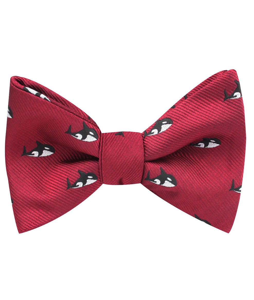 Burgundy Minke Whale Self Bow Tie