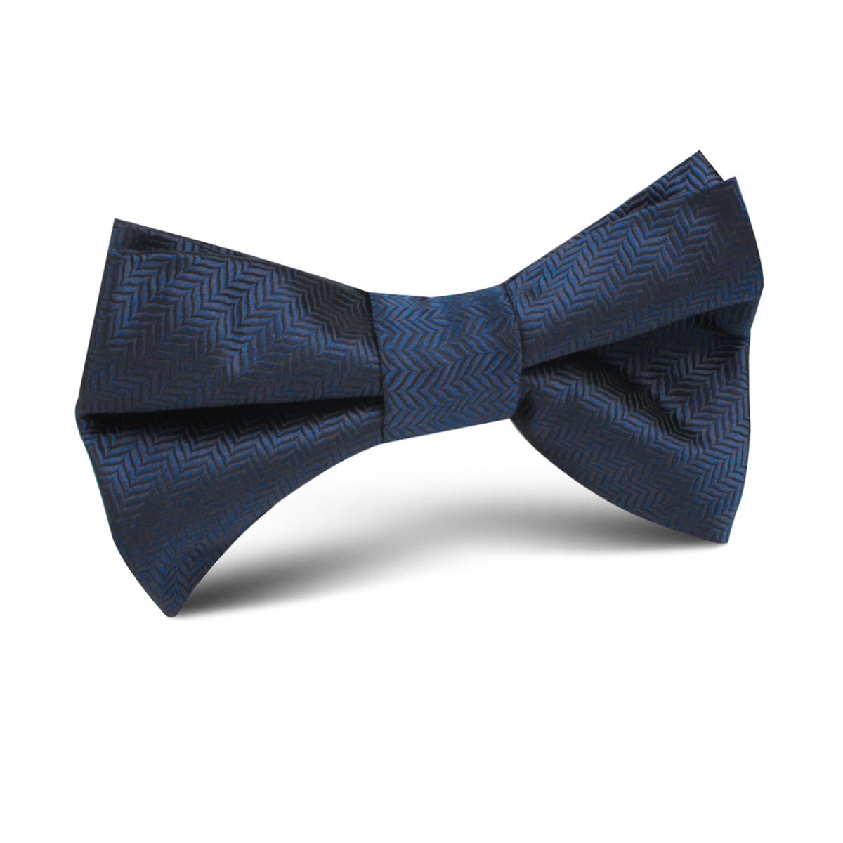 Indigo Blue Herringbone Kids Bow Tie