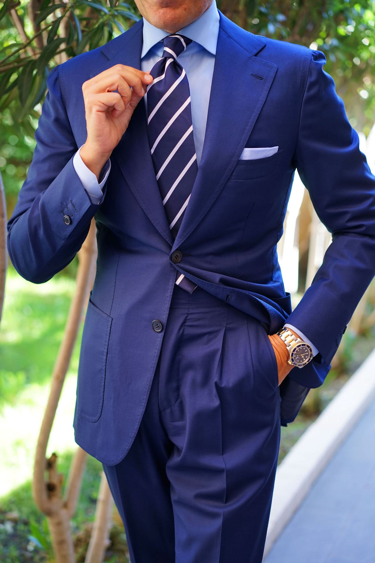 Navy Blue Pencil Stripe Tie