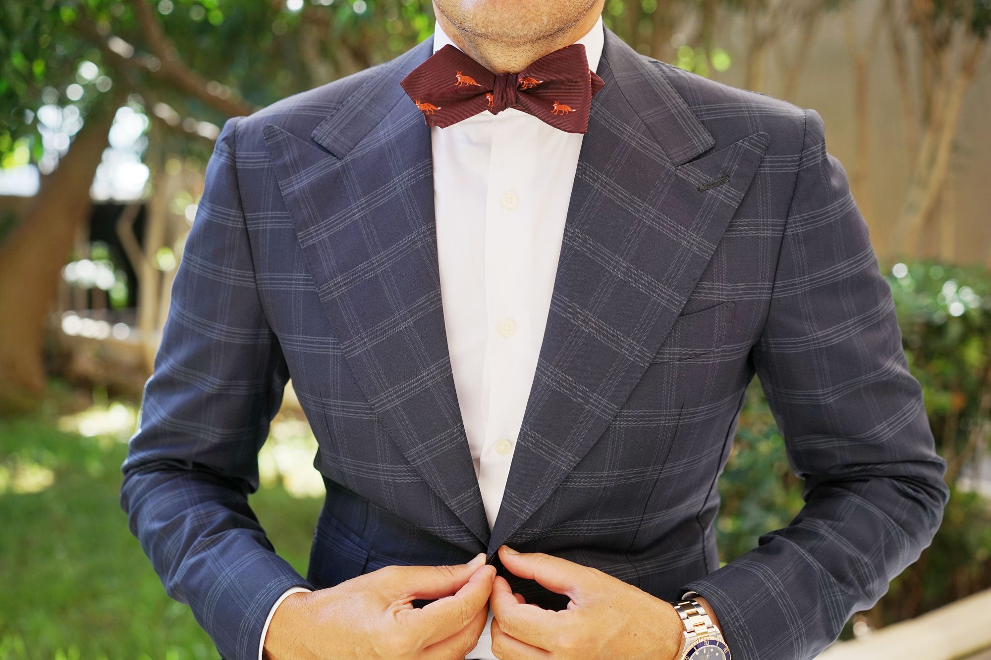 Burgundy Fox Diamond Self Bow Tie