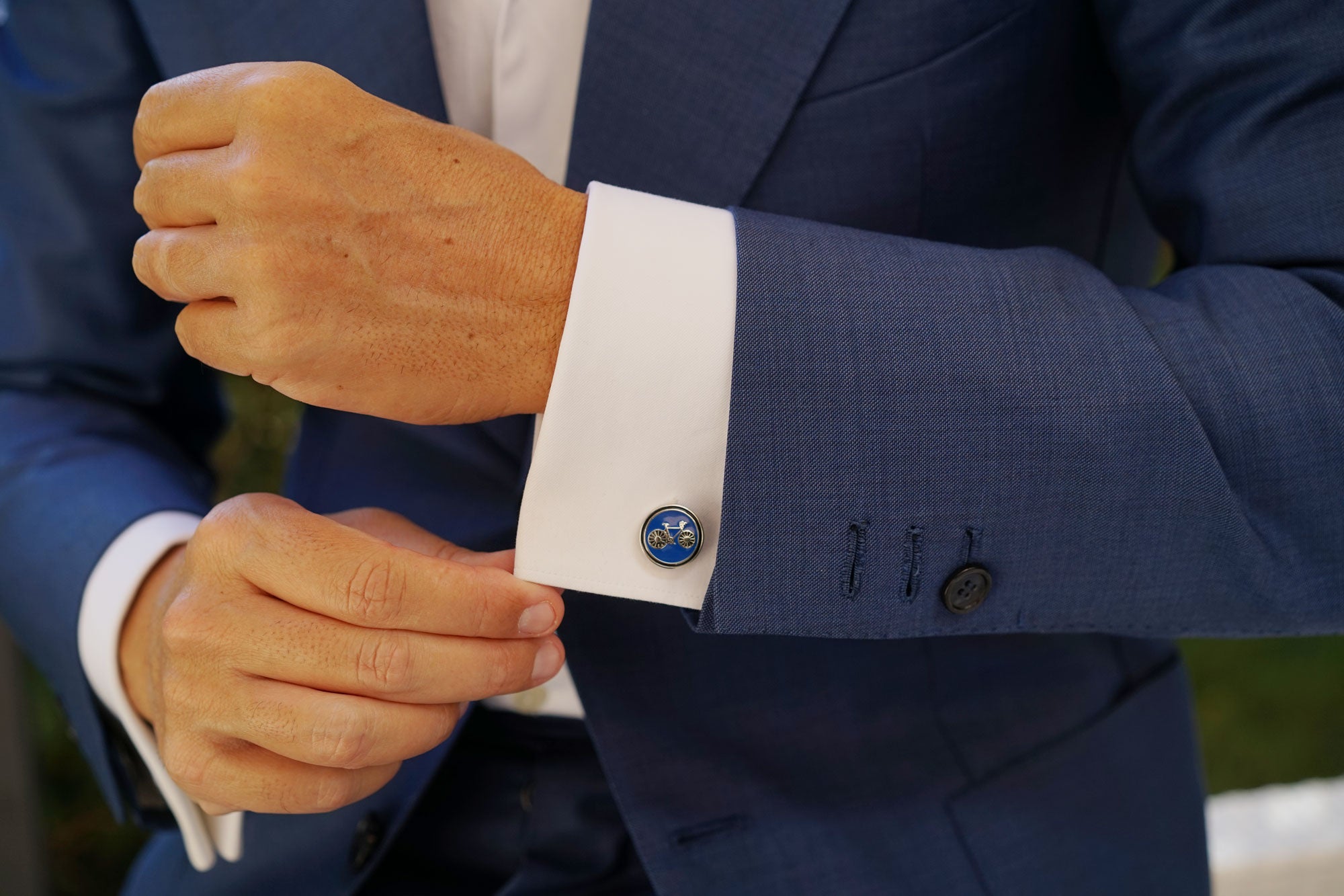 French Blue Bicycle Cufflinks