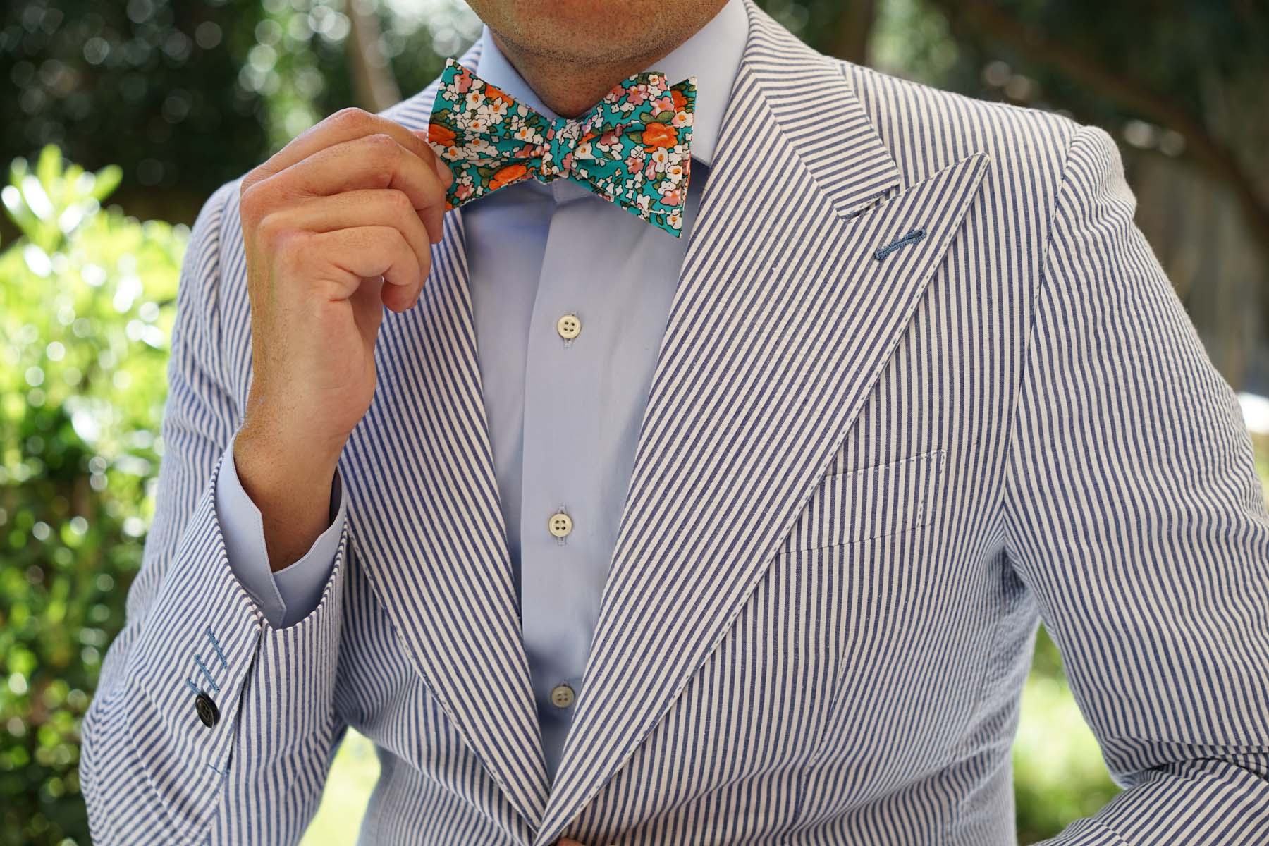 British Virgin Island Floral Self Bow Tie