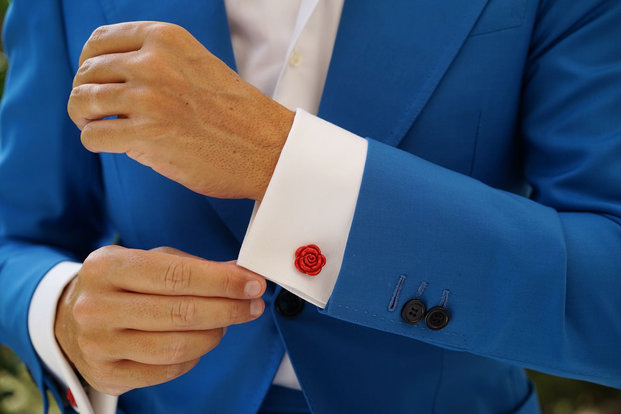 Red Rose Metal Cufflinks