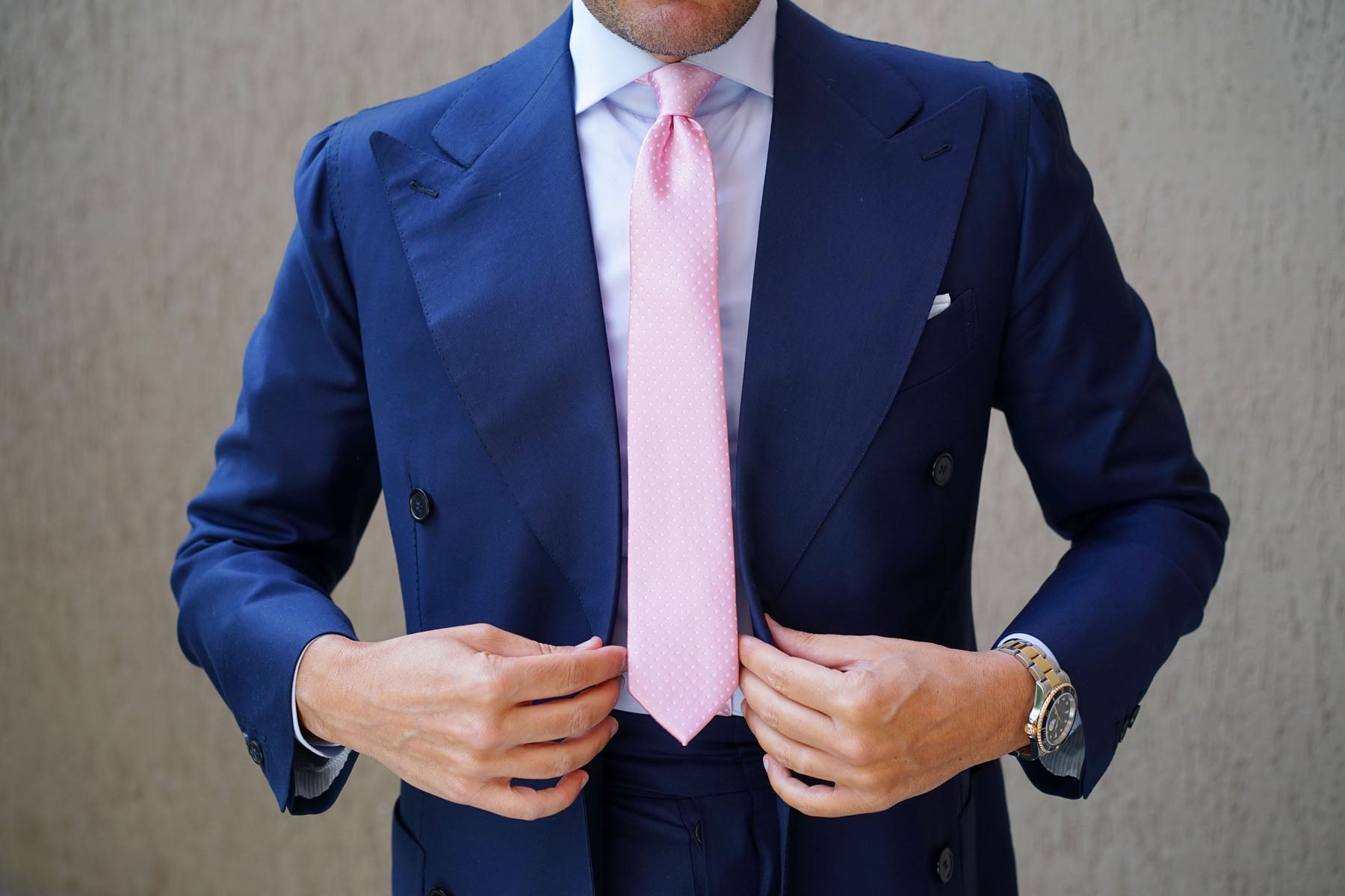 Rose Pink Mini Polka Dots Skinny Tie