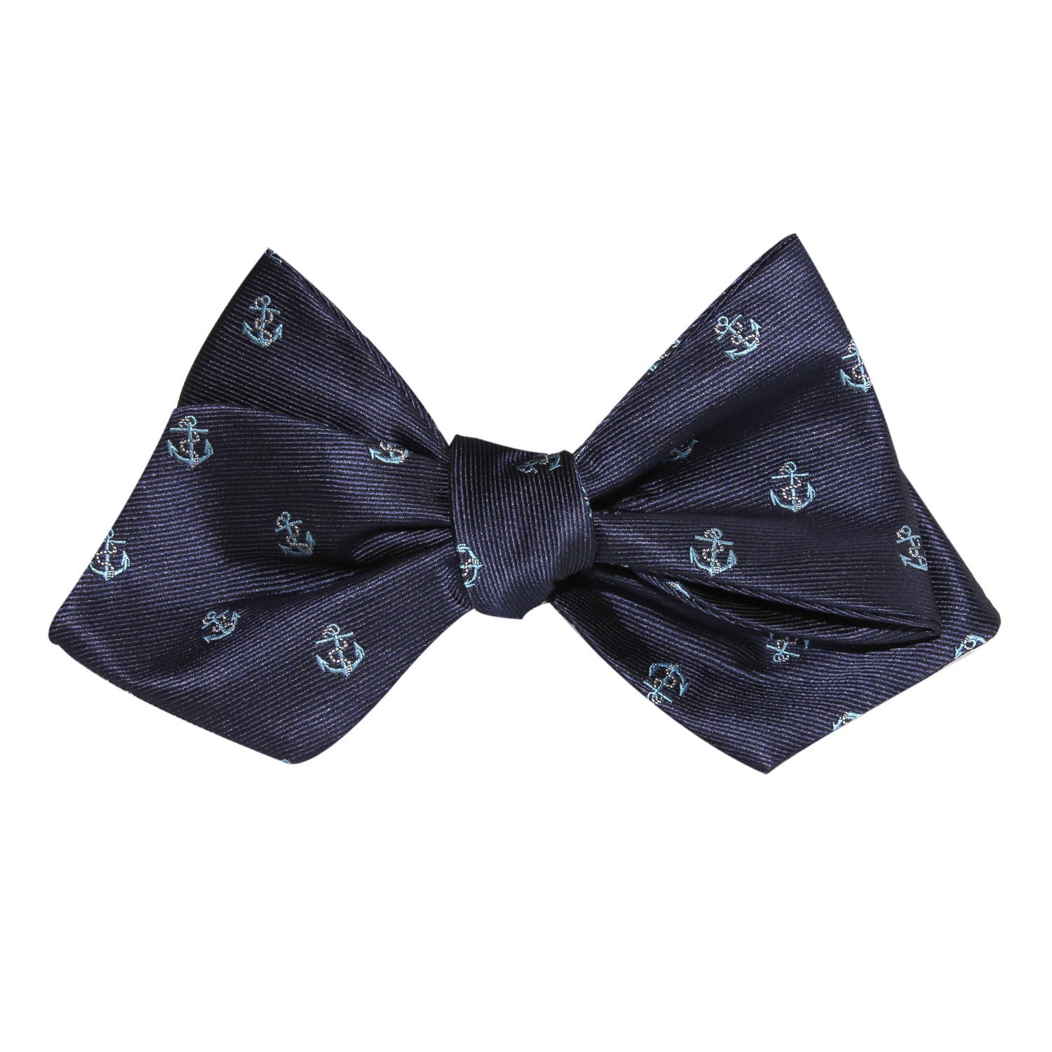 Navy Blue Sail Anchor Self Tie Diamond Tip Bow Tie