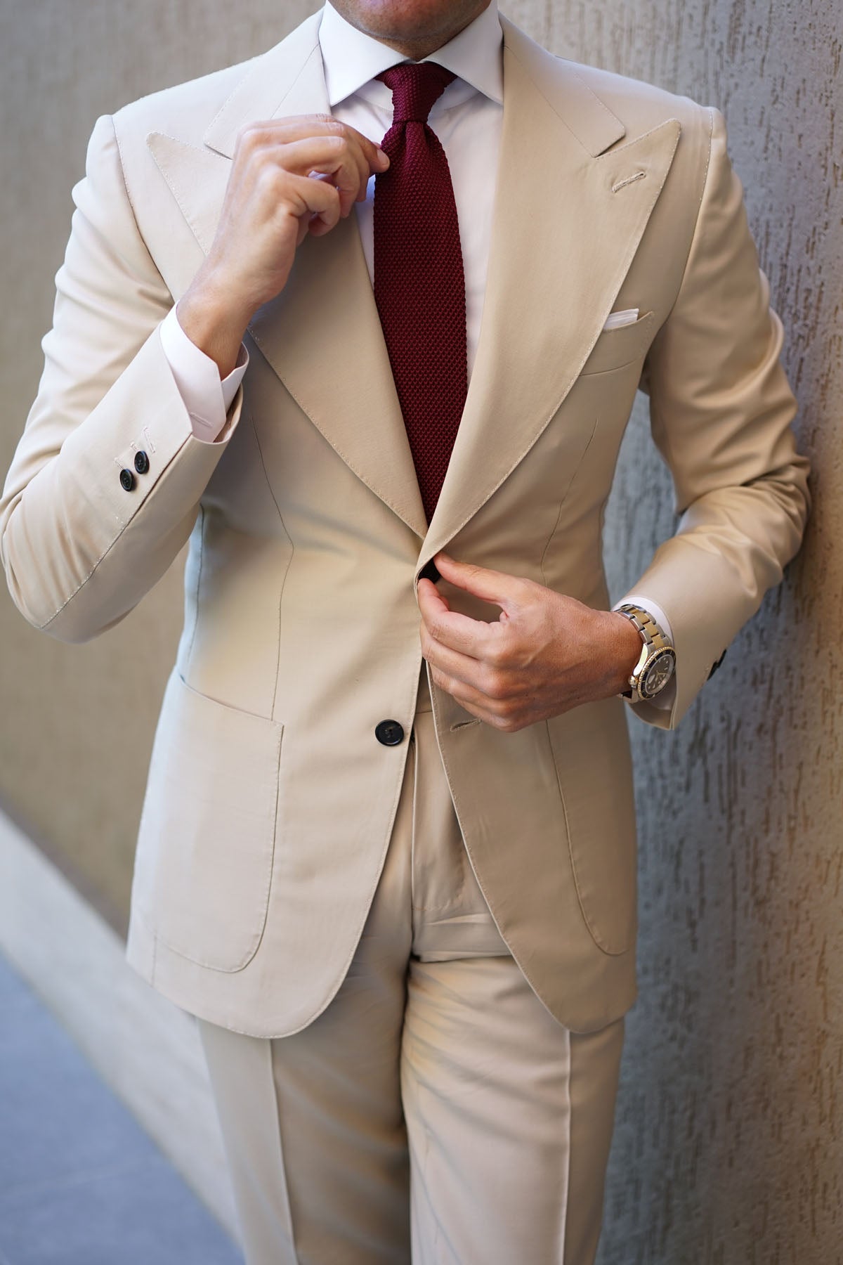 Gogo Burgundy Maroon Knitted Tie