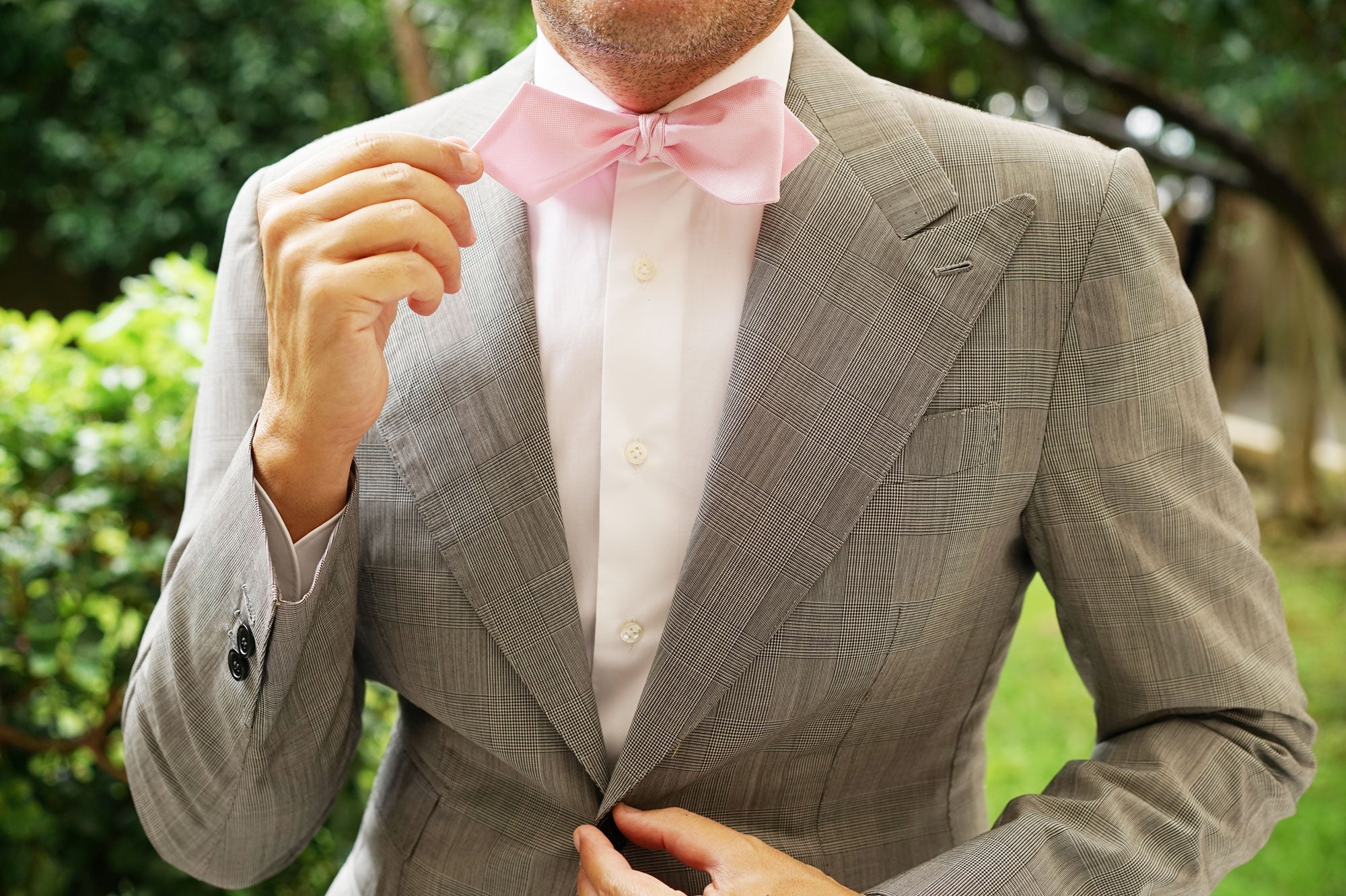 Baby Pink Self Tie Diamond Tip Bow Tie