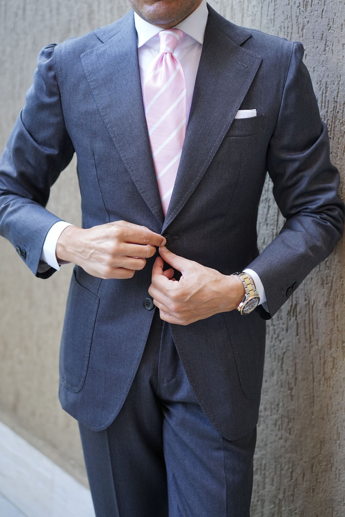 Rose Pink Striped Necktie