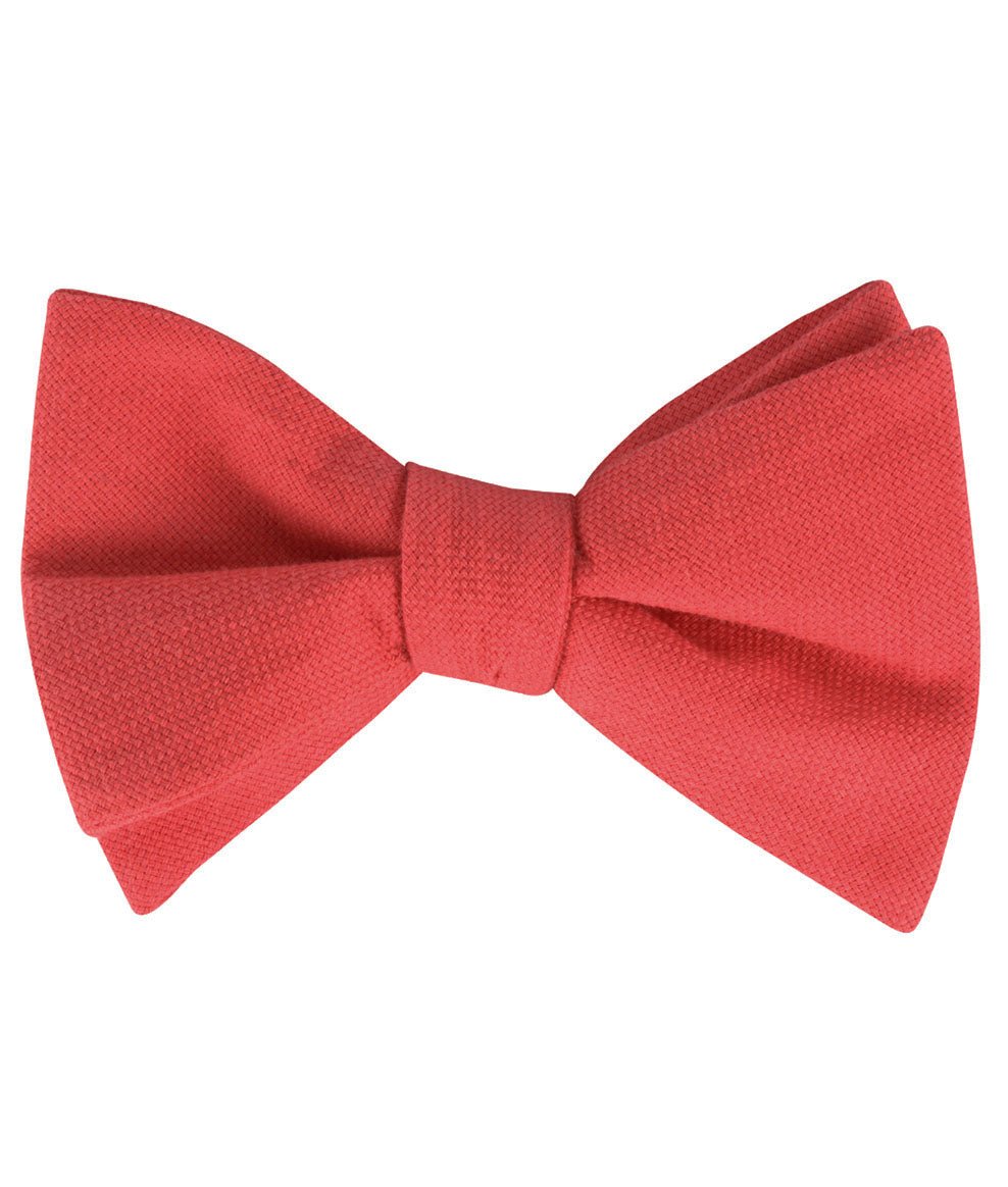 Guava Coral Linen Self Bow Tie