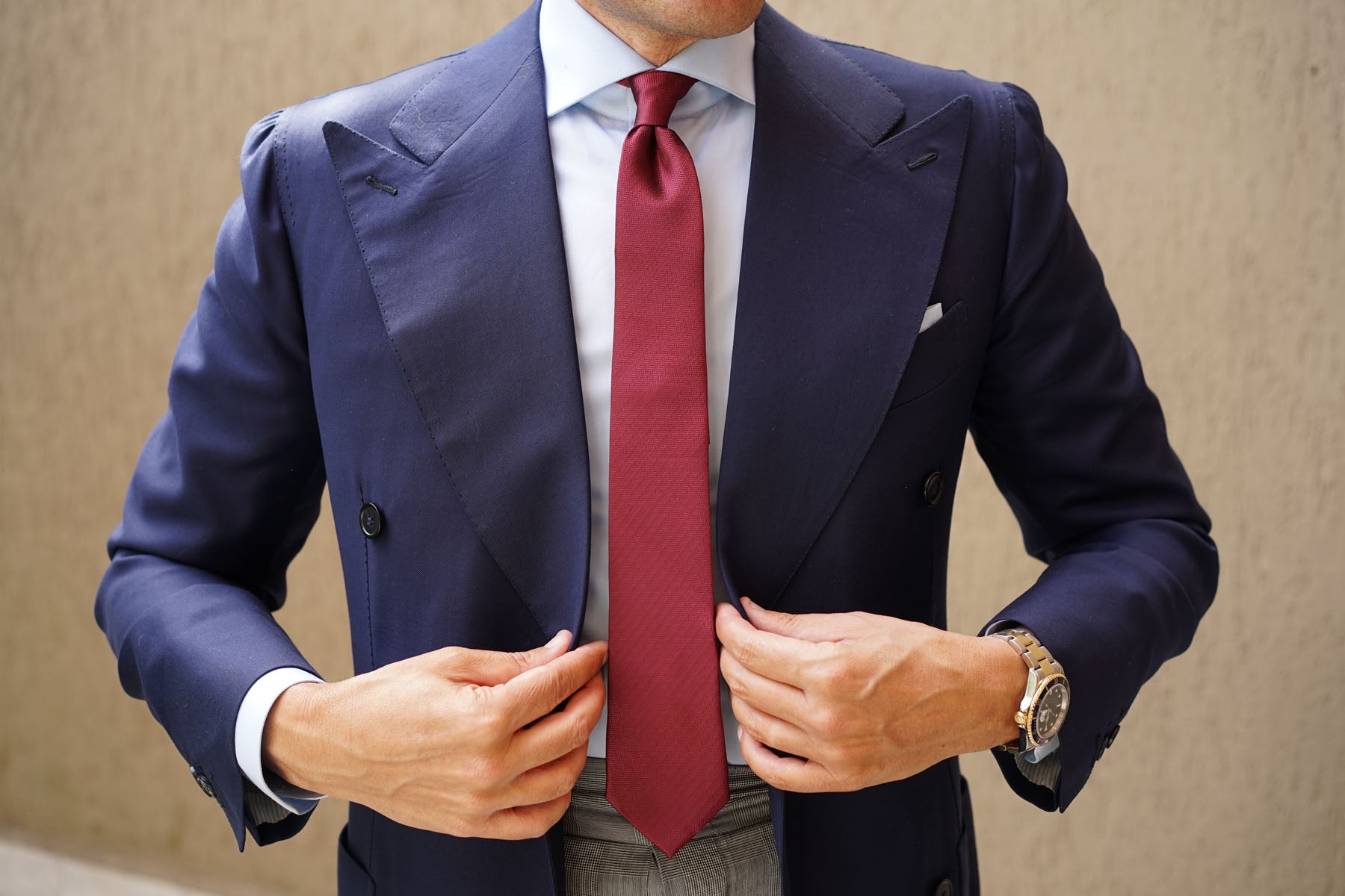 Burgundy Herringbone Skinny Tie