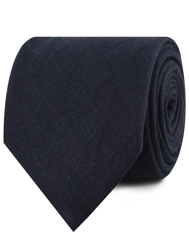 Dark Midnight Blue Linen Necktie