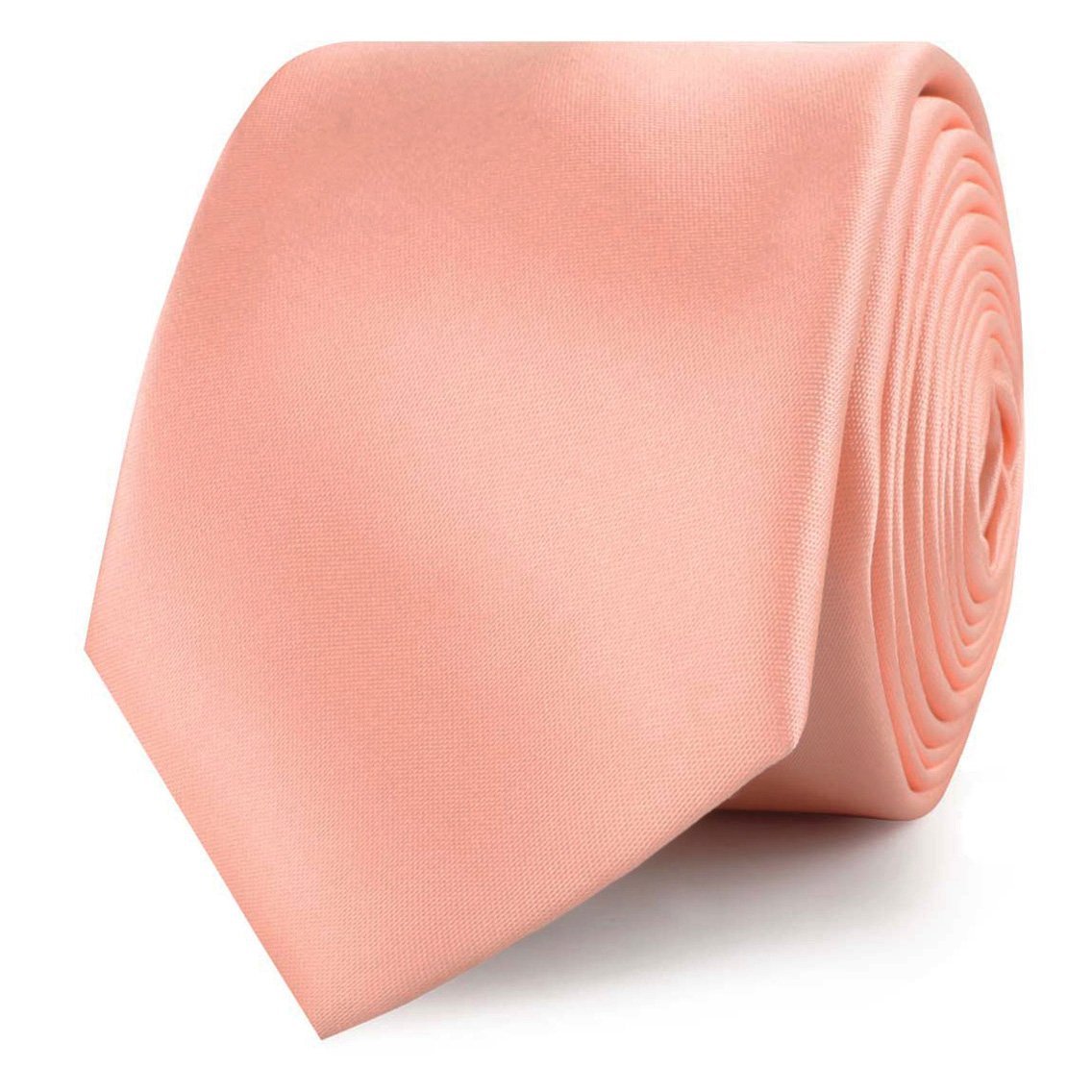 Salmon Frosty Pink Satin Skinny Tie