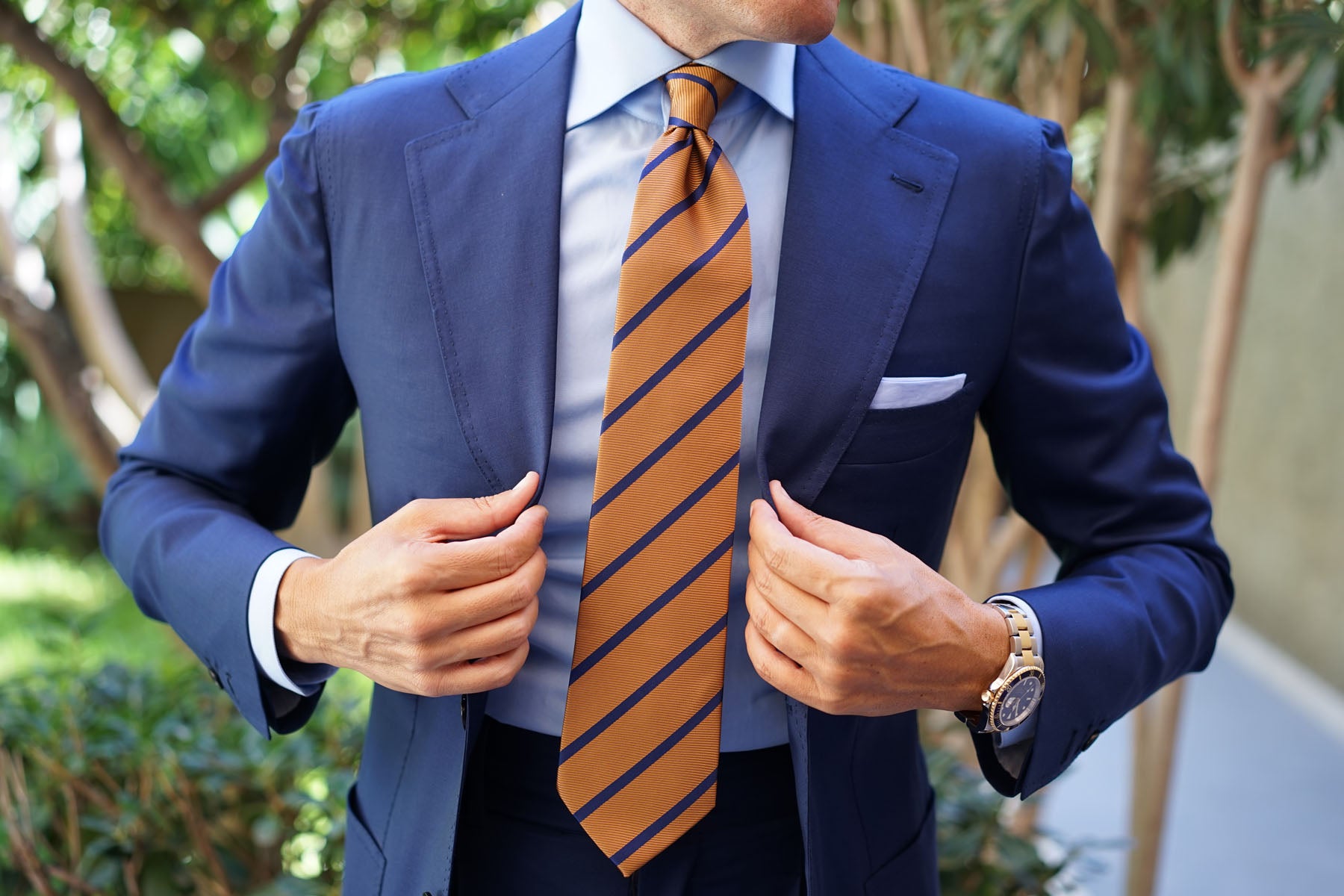 Golden Brown Pencil Stripe Tie