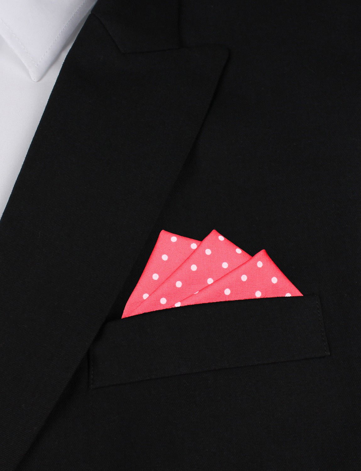 Bright Pink with White Polka Dots Cotton Pocket Square