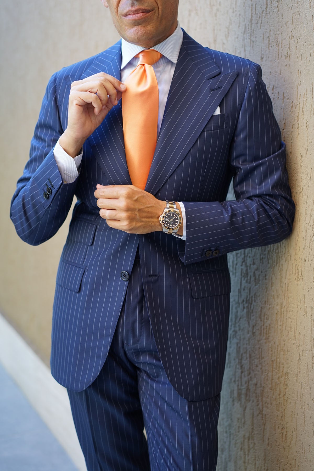 Orange Tangerine Satin Necktie