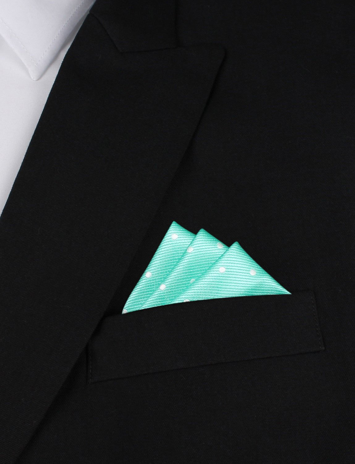 Seafoam Green with White Polka Dots Pocket Square