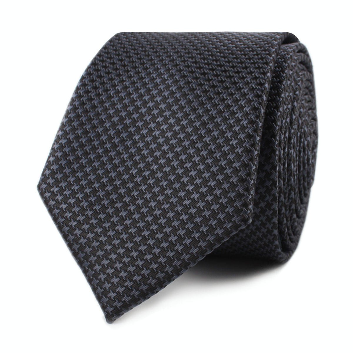 Black Houndstooth Pattern Skinny Tie