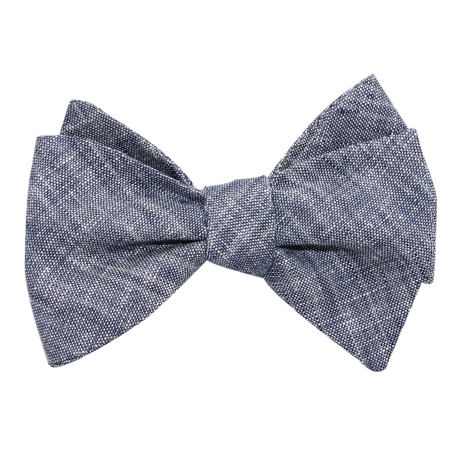 Navy Blue Linen Chambray Self Tie Bow Tie