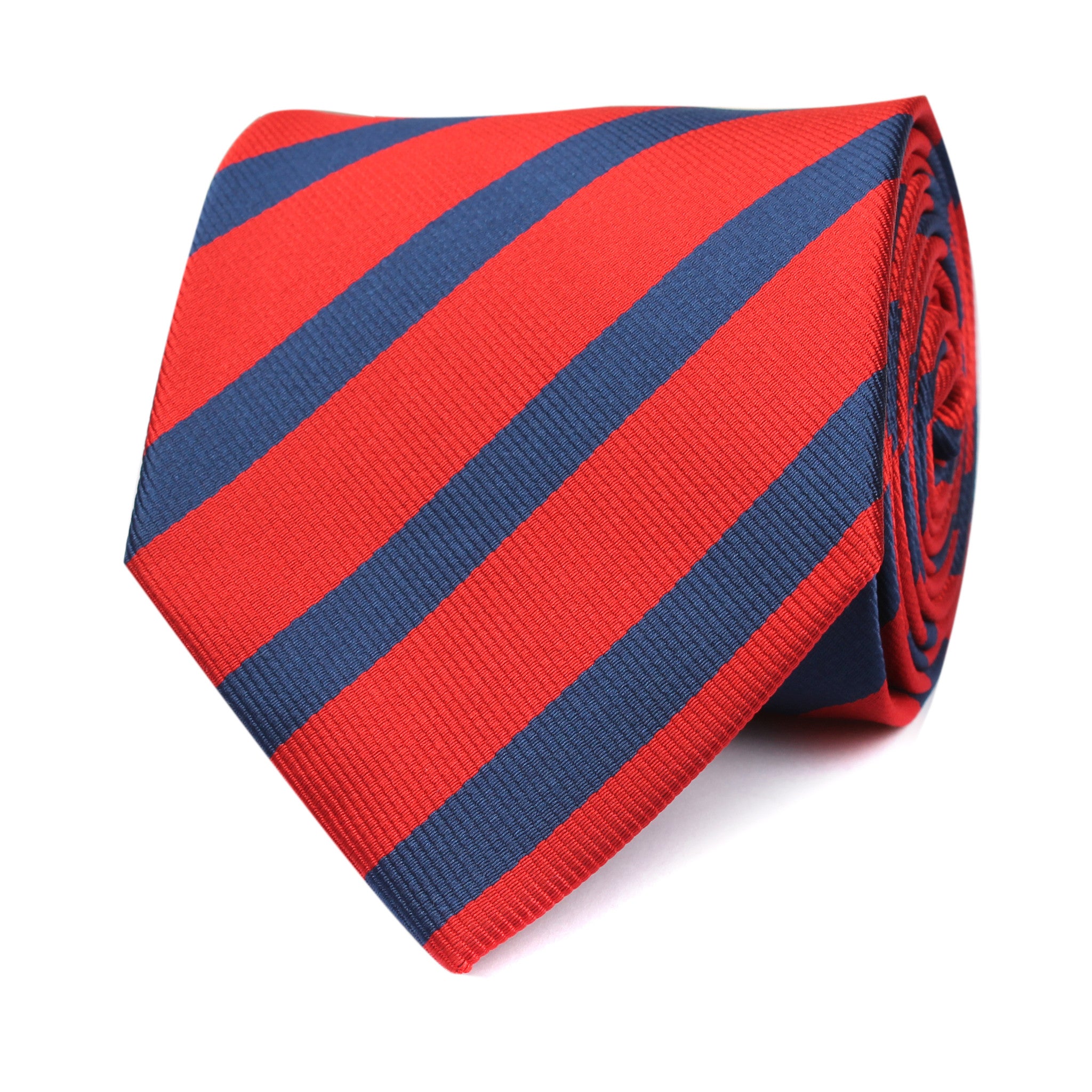 Red and Navy Blue Striped Tie